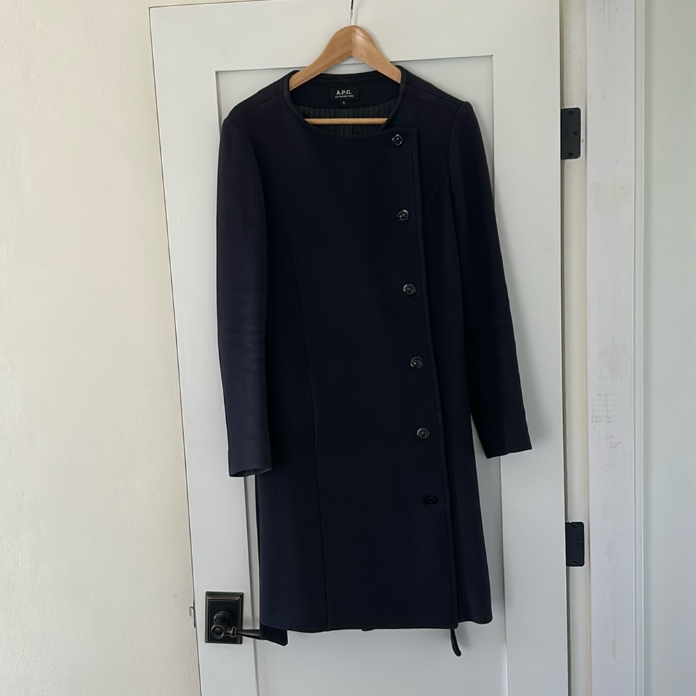A.P.C. Navy Long Peacoat - Small
